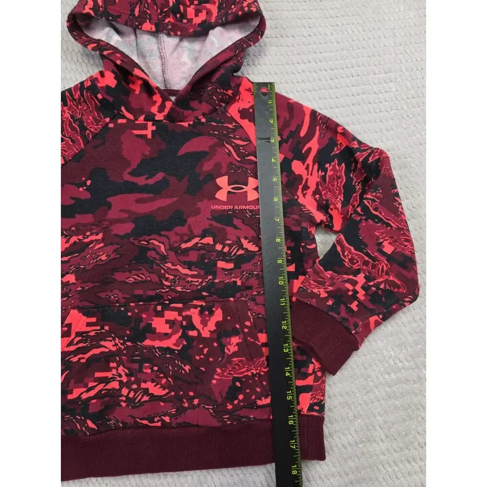 Under Armour Sweatshirt Boys Youth XS Red Camo Hooded Pullover